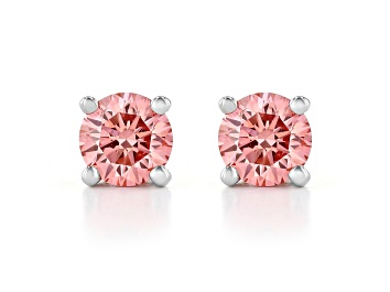 Picture of Pink Lab-Grown Diamond 14K White Gold  Solitaire Stud Earrings 0.50ctw