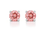 Pink Lab-Grown Diamond 14K White Gold  Solitaire Stud Earrings 0.50ctw