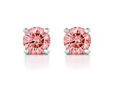 Pink Lab-Grown Diamond 14K White Gold Solitaire  Stud Earrings 0.50ctw