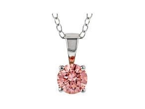 Pink Lab-Grown Diamond 14K White Gold Solitaire  Pendant With Cable Chain 0.50ct