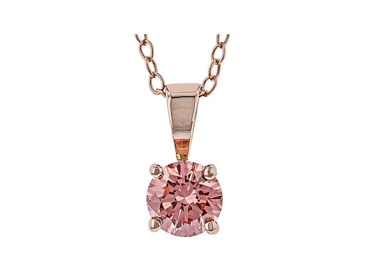Pink Lab-Grown Diamond 14K Rose Gold Pendant With Cable