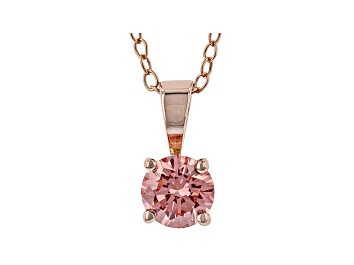 Picture of Pink Lab-Grown Diamond 14K Rose Gold Pendant With Cable Chain 0.50ct