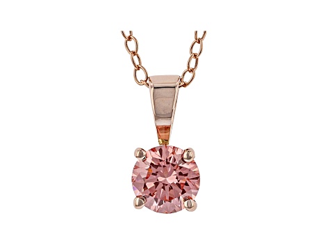 Pink Lab-Grown Diamond 14K Rose Gold Pendant With Cable Chain 0.50ct