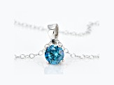 Blue Lab-Grown Diamond 14K White Gold Solitaire  Pendant With Cable Chain 0.50ct