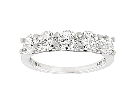 White Lab-Grown Diamond 14k White Gold 5-Stone Band Ring 1.50ctw