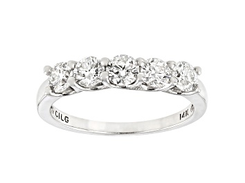 Picture of White Lab-Grown Diamond 14k White Gold 5-Stone Band Ring 1.00ctw