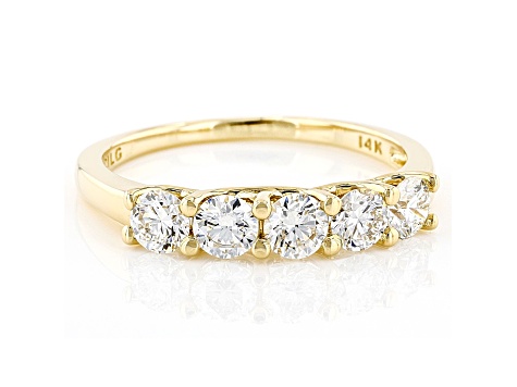 White Lab-Grown Diamond 14k Yellow Gold 5-Stone Band Ring 1.00ctw