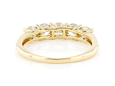 White Lab-Grown Diamond 14k Yellow Gold 5-Stone Band Ring 1.00ctw