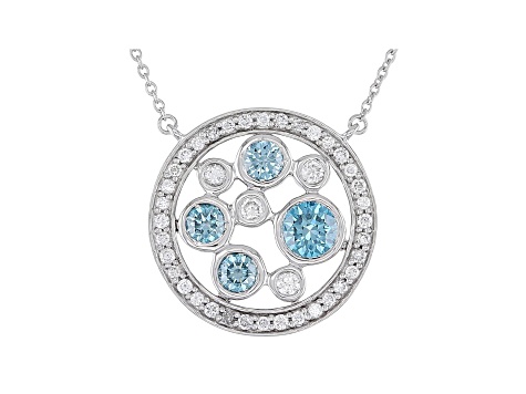 Blue And White Lab-Grown Diamond 14k White Gold Necklace 1.50ctw
