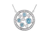 Blue And White Lab-Grown Diamond 14k White Gold Necklace 1.50ctw