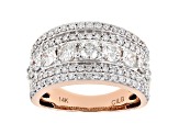 White Lab-Grown Diamond 14k Rose Gold Multi-Row Ring 2.00ctw