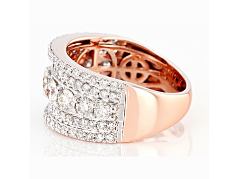 White Lab-Grown Diamond 14k Rose Gold Multi-Row Ring 2.00ctw