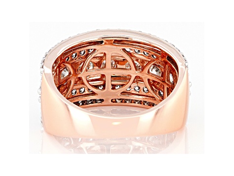 White Lab-Grown Diamond 14k Rose Gold Multi-Row Ring 2.00ctw