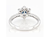Blue And White Lab-Grown Diamond 14k White Gold Floral Engagement Ring 1.00ctw