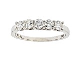 White Lab-Grown Diamond 14k White Gold 5-Stone Band Ring 0.75ctw
