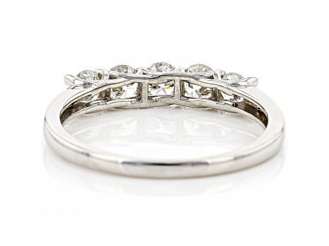 White Lab-Grown Diamond 14k White Gold 5-Stone Band Ring 0.75ctw