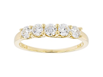Picture of White Lab-Grown Diamond 14k Yellow Gold 5-Stone Band Ring 0.75ctw