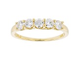 White Lab-Grown Diamond 14k Yellow Gold 5-Stone Band Ring 0.75ctw