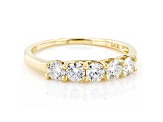 White Lab-Grown Diamond 14k Yellow Gold 5-Stone Band Ring 0.75ctw