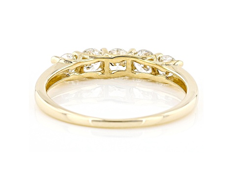 White Lab-Grown Diamond 14k Yellow Gold 5-Stone Band Ring 0.75ctw