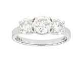 White Lab-Grown Diamond 14k White Gold 3-Stone Engagement Ring 2.00ctw