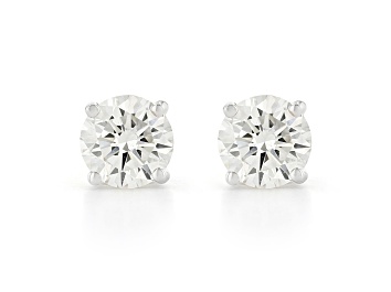 White Lab-Grown Diamond G VS 10k White Gold Stud Earrings 2.00ctw