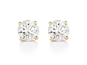 White IGI Certified Lab-Grown Diamond 14K Yellow Gold Stud Earrings 1.00ctw