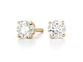 White IGI Certified Lab-Grown Diamond 14K Yellow Gold Stud Earrings 1.00ctw