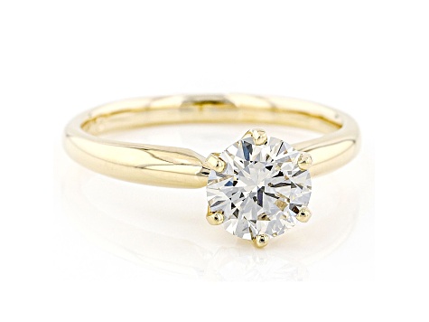 White Lab-Grown Diamond 14k Yellow Gold Solitaire Engagement Ring 1.25ctw