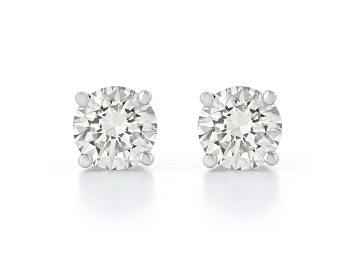 Picture of Certified White Lab-Grown Diamond H-I SI 14k White Gold Solitaire Stud Earrings 0.75ctw