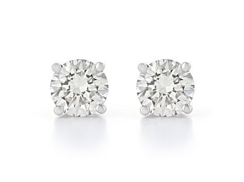 Certified White Lab-Grown Diamond H-I SI 14k White Gold Solitaire Stud Earrings 0.75ctw