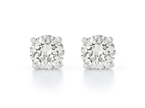 White Lab-Grown Diamond 14K White Gold Solitaire Stud Earrings 0.75ctw