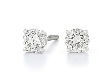 Certified White Lab-Grown Diamond H-I SI 14k White Gold Solitaire Stud Earrings 0.75ctw