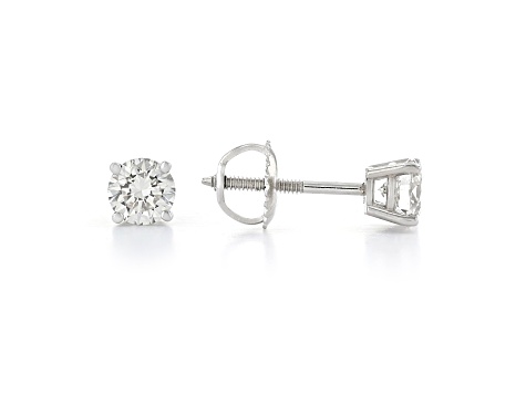 Certified White Lab-Grown Diamond H-I SI 14k White Gold Solitaire Stud Earrings 0.75ctw