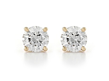 Picture of White Lab-Grown Diamond 14K Yellow Gold Solitaire Stud Earrings 0.75ctw