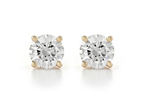 Certified White Lab-Grown Diamond H-I SI 14k Yellow Gold Solitaire Stud Earrings 0.75ctw