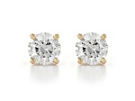 Certified White Round Lab-Grown Diamond H-I SI 14K Yellow Gold Solitaire Stud Earrings 0.75ctw