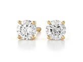 White Lab-Grown Diamond 14K Yellow Gold Solitaire Stud Earrings 0.75ctw