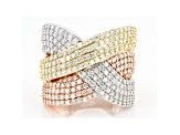 White Lab-Grown Diamond 14k Tri-Color Crossover Ring 2.50ctw