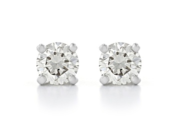 Picture of Certified White Lab-Grown Diamond H-I SI 14k White Gold 4-Prong Stud Earrings 0.50ctw