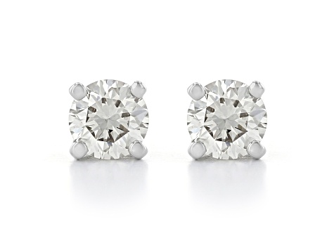 White Lab-Grown Diamond 14K White Gold Solitaire Stud Earrings 0.50ctw