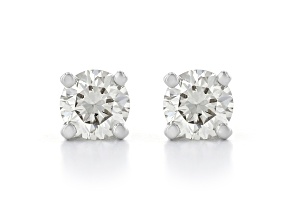 White Lab-Grown Diamond 14K White Gold Solitaire  Stud Earrings 0.50ctw