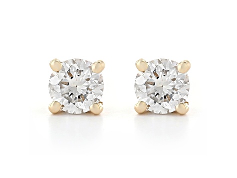 White Lab-Grown Diamond 14K Yellow Gold Solitaire  Stud Earrings 0.50ctw