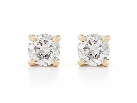 Certified White Lab-Grown Diamond H-I SI 14k Yellow Gold Solitaire Stud Earrings 0.50ctw