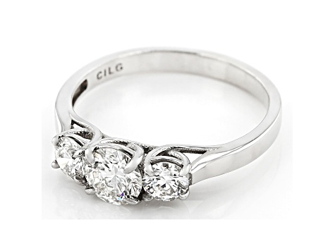 White Lab-Grown Diamond 14k White Gold 3-Stone Ring 1.00ctw