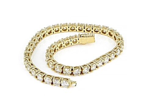 White Lab-Grown Diamond 14k Yellow Gold Tennis Bracelet 10.00ctw