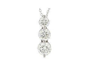 White Lab-Grown Diamond 14k White Gold 3-Stone Pendant With Chain 2.00ctw