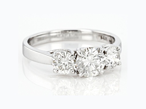 White Lab-Grown Diamond 14k White Gold 3-Stone Engagement Ring 1.50ctw