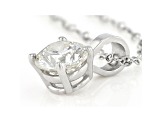 Round White Lab-Grown Diamond 14K White Gold Solitaire Pendant With Cable Chain 0.75ct
