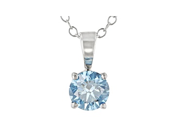 Picture of Blue Lab-Grown Diamond 14K White Gold Solitaire Pendant With Cable Chain 0.75ct